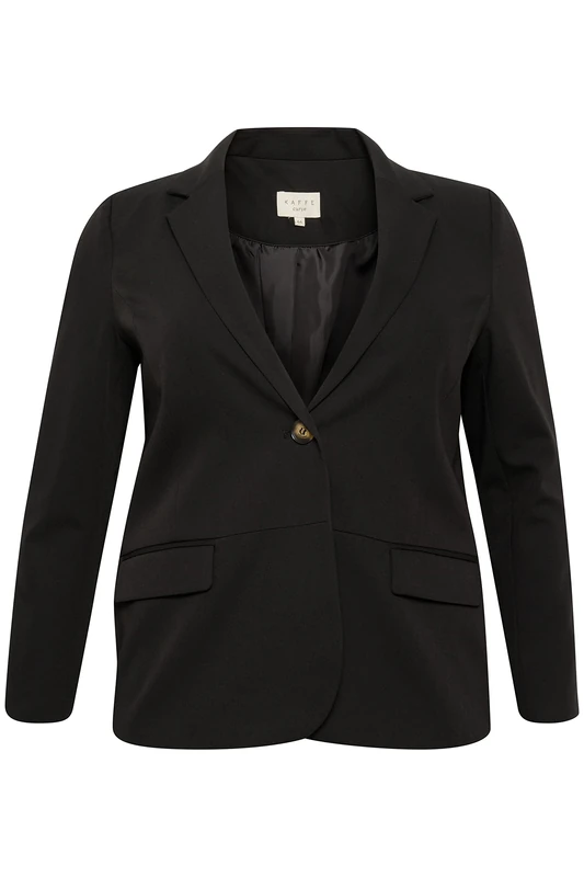 Cream Women's Kaffe Curve Plus Size Blazer Classic Long Sleeves Shorts Jacket, Black Deep, 26