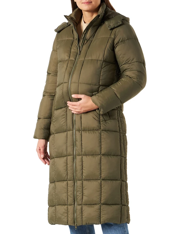 Cream Women's Long Padded Jacket Coat Hooded, Sea Turtle, UK 6