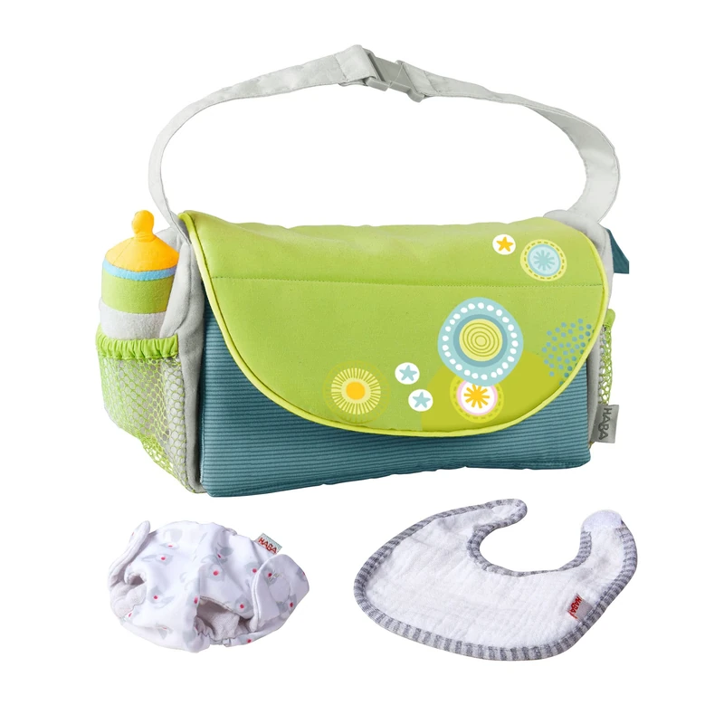HABA Changing Bag Summer Meadow Accessories For Dolls | Practical Doll Accessories For Playtime | Ideal Baby Fun Care Game For Toddlers Up To 4 Years | Baby Games And Kids Imaginative Play Toy