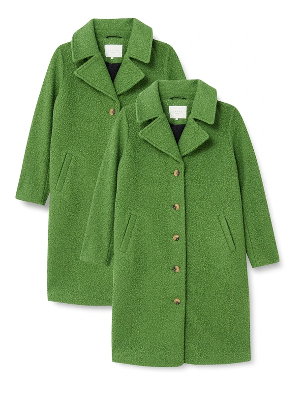 Cream Kaffe Curve Women's Plus Size Coat Longline Jacket Classic Knee Length Buttoned, Artichoke Green, 48