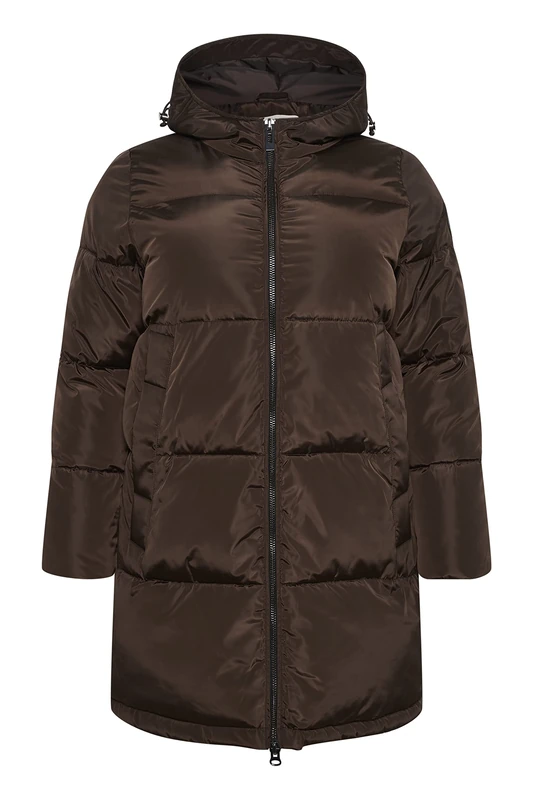 Cream Women's Kaff Curve Plus Size Puffer Jacket Coat Longline Hooded, Java, UK 20