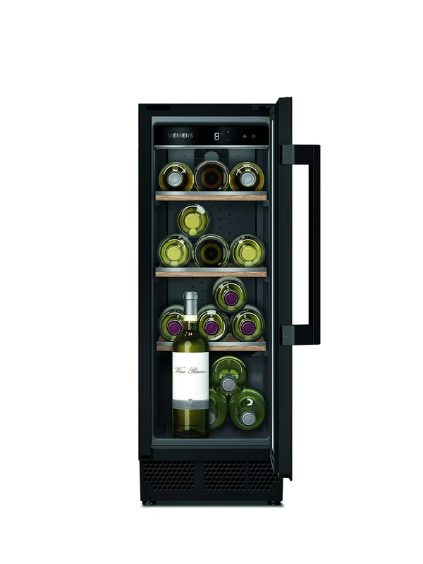 Siemens iQ500 KU20WVHF0G Built in Wine Cooler with glass door design, 21 0.75l bottles, Oak Shelves, Electronic Temperature Controls, 82x30cm