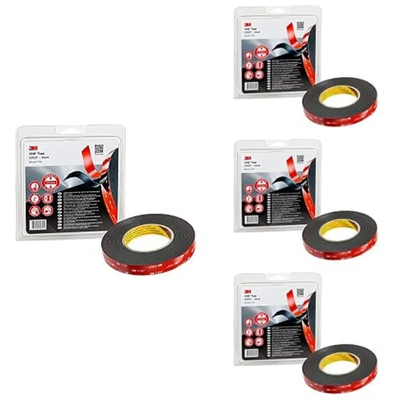 3M 5952F1911 VHB Adhesive Tape, 19 mm x 11 m, Clear, Pack of 4