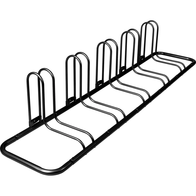 Retrospec Stash Rack 2, 4 & 5 Bike Floor Stand Bicycle Storage Organizer for Mountain Bike, Road Bike, Weather Resistant Fine Powder Steel Coating Fits Wheels up to 3", Black, 5 Bike - Image 1