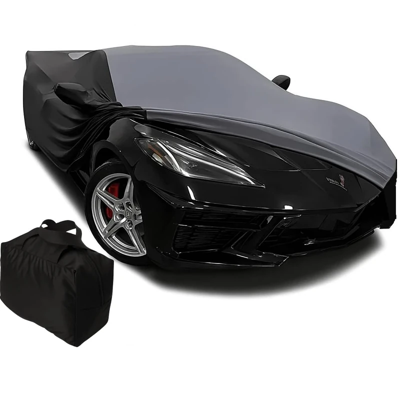 2020-2023 C8 Corvette Ultraguard Stretch Satin Indoor Car Cover : Sport Series - The Ultimate HIGH END Custom Fit (Gray/Black)