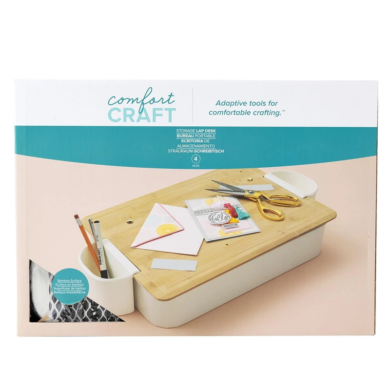 We R Makers Comfort Craft Storage Lap Desk Kit - Portable Desk with Storage Compartment - with Cutting Mat, Scissors, Magnifying Glass, Ruler & More - Complete Set for Crafting & Scrapbooking - Image 1