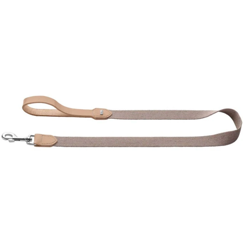 HUNTER Trino Dog Lead Colour: Grey/Natural, Robust Cowhide Leather, Stylish Cotton Strap, with Hand Strap, Scandi-Boho Design, Made in Germany, Size: 30/120