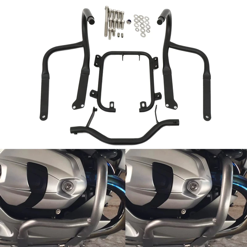 Worldmotop Engine Guard Highway Crash Bar Protector fits for BMW R1200RT R 1200RT 2004-2013 (Front-Black)
