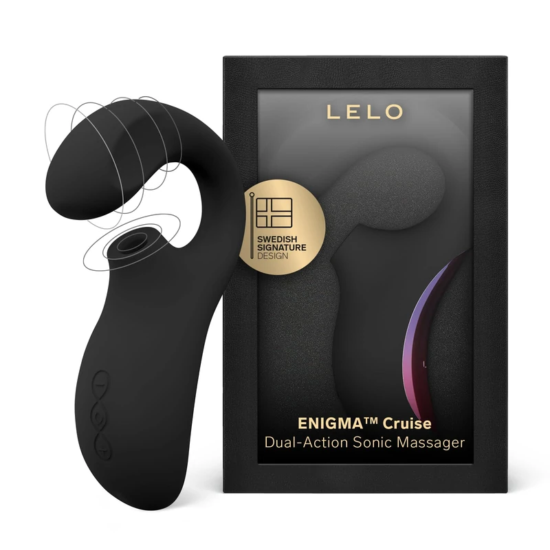 LELO Enigma Cruise Dual Stimulator Waterproof Clitoral Vibrator Intimate Sex Toy with 8 Vibrating Patterns Rabbit Sex Toy Vibrator for Women, Black