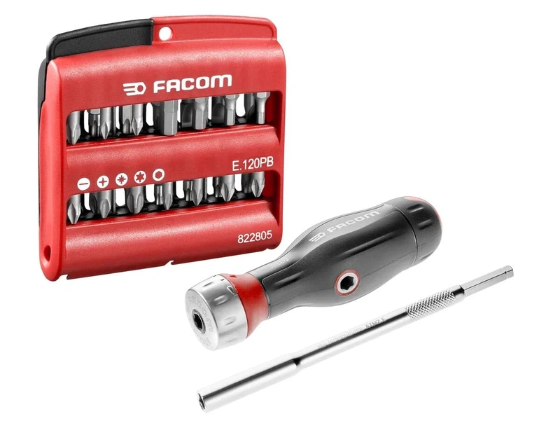 FACOM ATCL.2A2PB Protwist 3-in-1 Screwdriver Set and Mixed Set of 28 Bits – Ergonomic Dual-Material Handle – 45 Teeth Ratchet