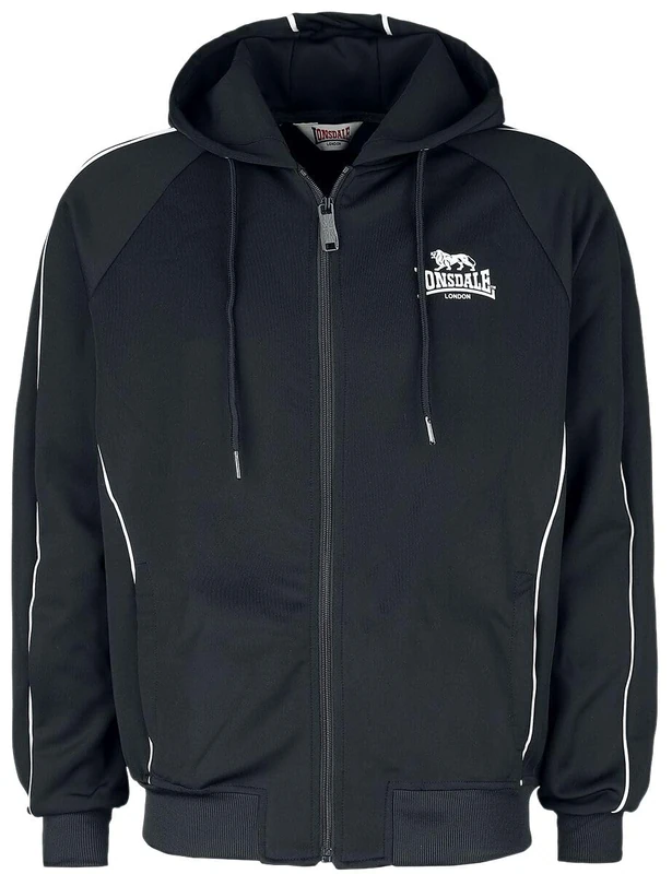 Lonsdale Men's Achavanich Hooded Sweatshirt, Black/White, S