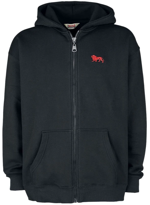 Lonsdale Men's Latheron Hooded Sweatshirt, Black/Red, L