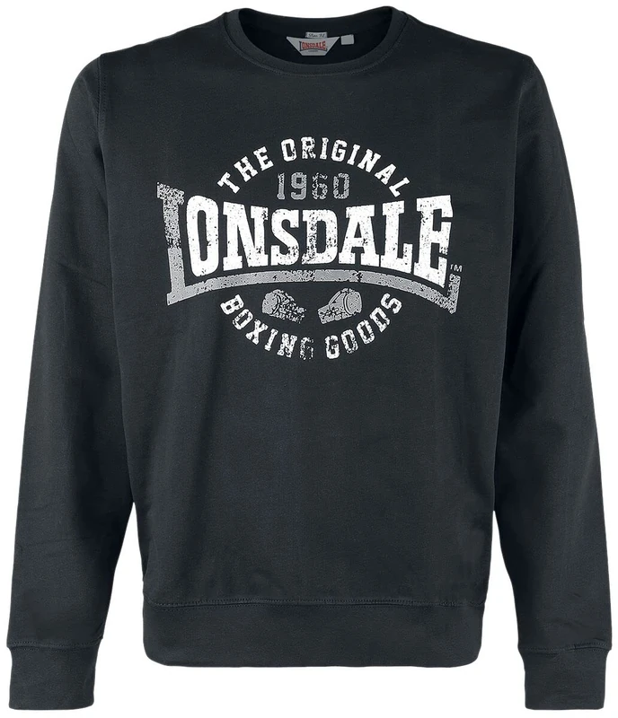 Lonsdale Men's Bath Fallister Sweatshirt, Black/White/Grey, XXL