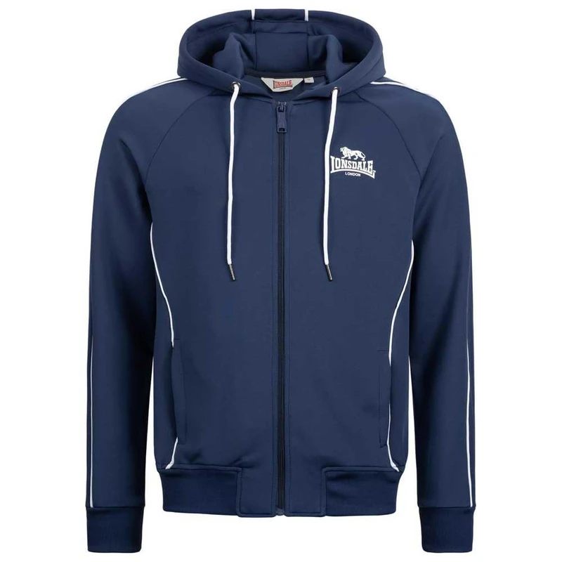 Lonsdale Men's Achavanich Hooded Sweatshirt, Dark Navy/White, XXL