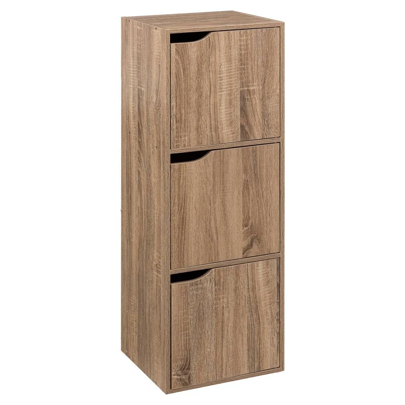 Five Shelving Unit with 3 Compartments Natural Wood Height 100.5 cm