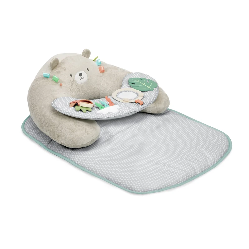 Ingenuity, Nate, Cozy Prop 4-in-1 Sit Up & Prop Activity Mat, Cute Bear Pillow, Multicolored, Ages Newborn +