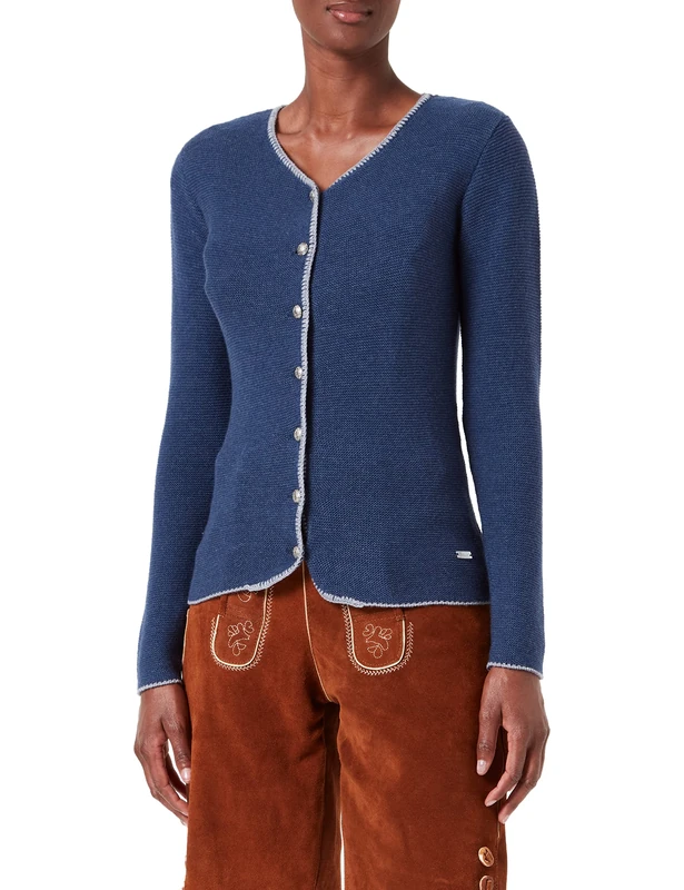 Stockerpoint Marissa Women's Traditional Knitted Jacket, Midnight Blue Pebble, 8