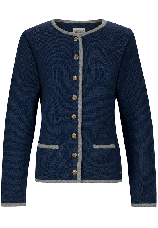 Stockerpoint Caro Women's Traditional Knitted Jacket, Midnight Blue Grey, 12