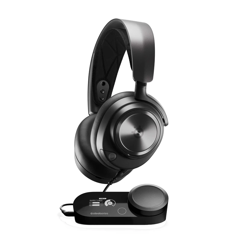 SteelSeries Arctis Nova Pro - Multi-System Gaming Headset (PS5, PC, Switch & More) - Premium Hi-Fi Drivers - Hi-Res Certified GameDAC Gen2 with ESS Sabre QuadDAC - 360° Spatial Audio - Retractable Mic