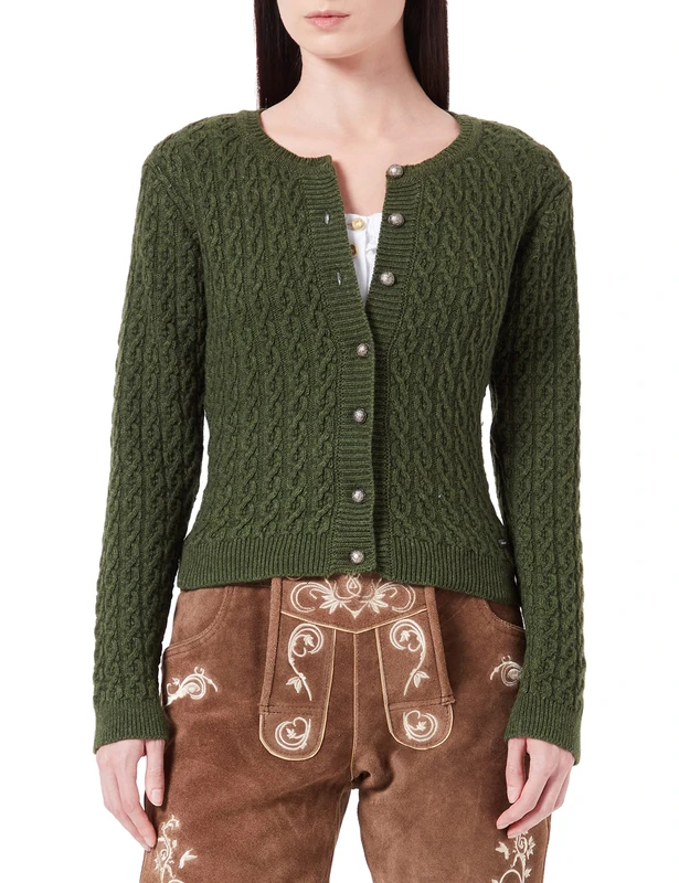Stockerpoint Sophia Women's Traditional Knitted Jacket, Moss Green, 10