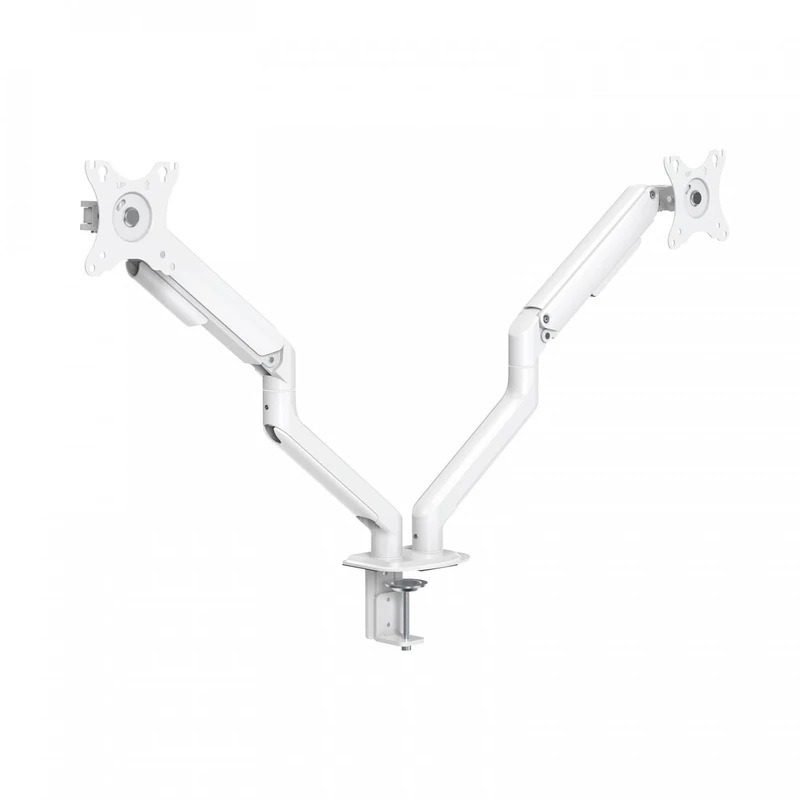 TOOQ DB4132TNR-W Rotary and Tilt Table Stand for 17"-32" Displays, Two Arms, Adjustable and Adjustable with Spring-Assisted Mechanism, White