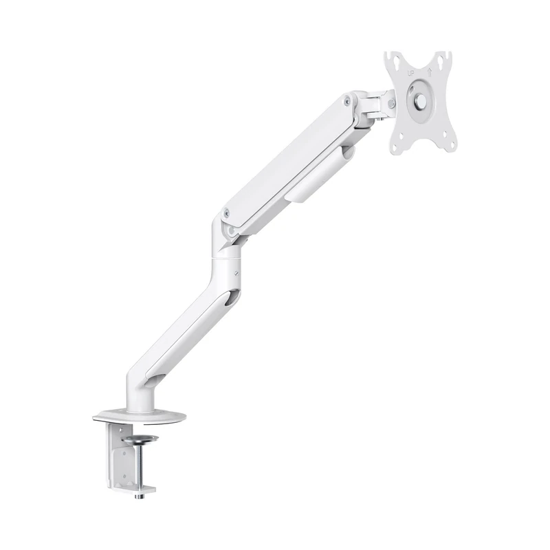 Tooq DB4032TNR-W – Tilt and Swivel Table Stand for 17"-32" Screens, Single Arm, Adjustable and Adjustable with Spring Assisted Mechanism, White - Image 1
