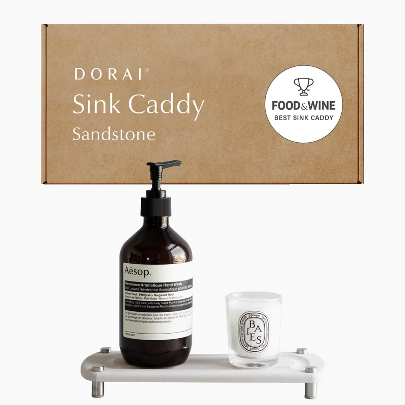 Dorai Home Sink Caddy – Dries Instantly and Prevents Moisture Buildup – Stainless Steel Feet with Rubber Bottom – Functional Design Created for The Modern Home – Sandstone - Image 1