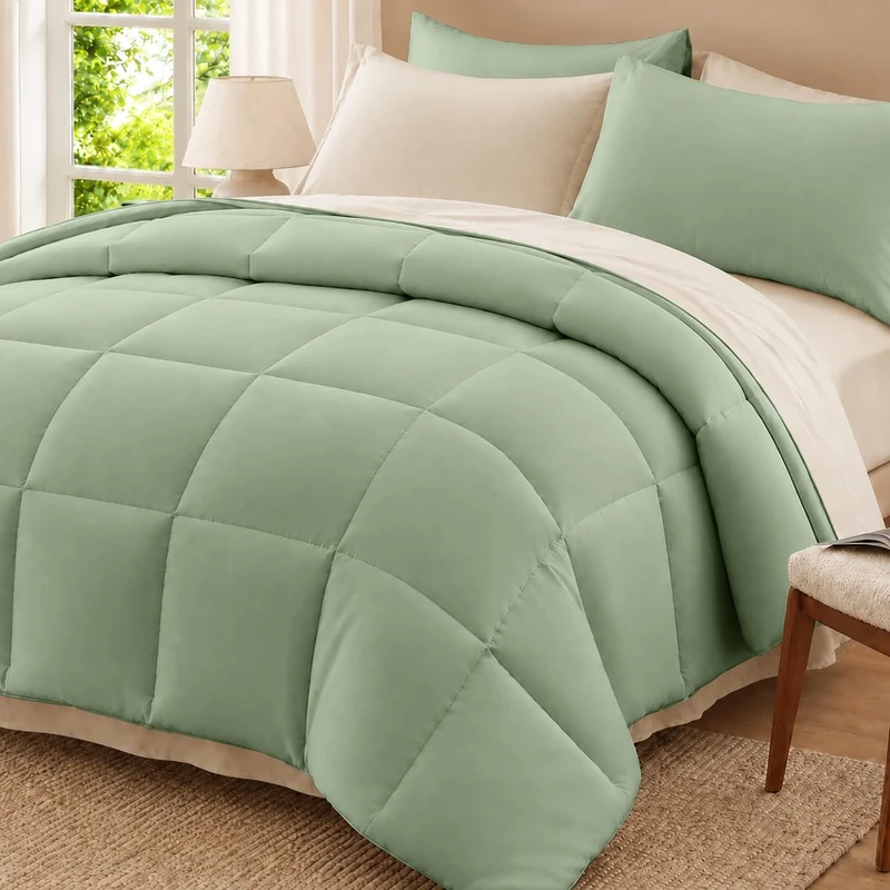 Anluoer King Size Comforter Set, 7 Piece Bed in a Bag King Bedding Sets