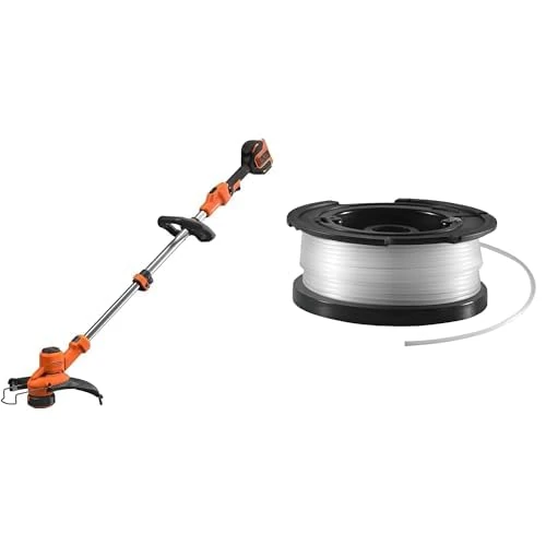 BLACK+DECKER Strimmer, 36V Cordless, BATTERY NOT INCLUDED (Bare) & BLACK+DECKER Spool and Line 10 m for Reflex Strimmer Nylon Wire 1.6 mm Diameter Transparent and Resistant A6481-XJ