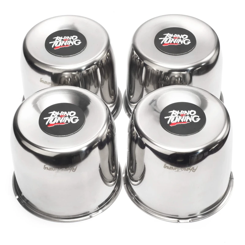 RTrhinoTuning 4.25" Hub 3.66" H Push Through Center Caps Chrome for RV Trailer Truck Wheels Rim 4 Pieces