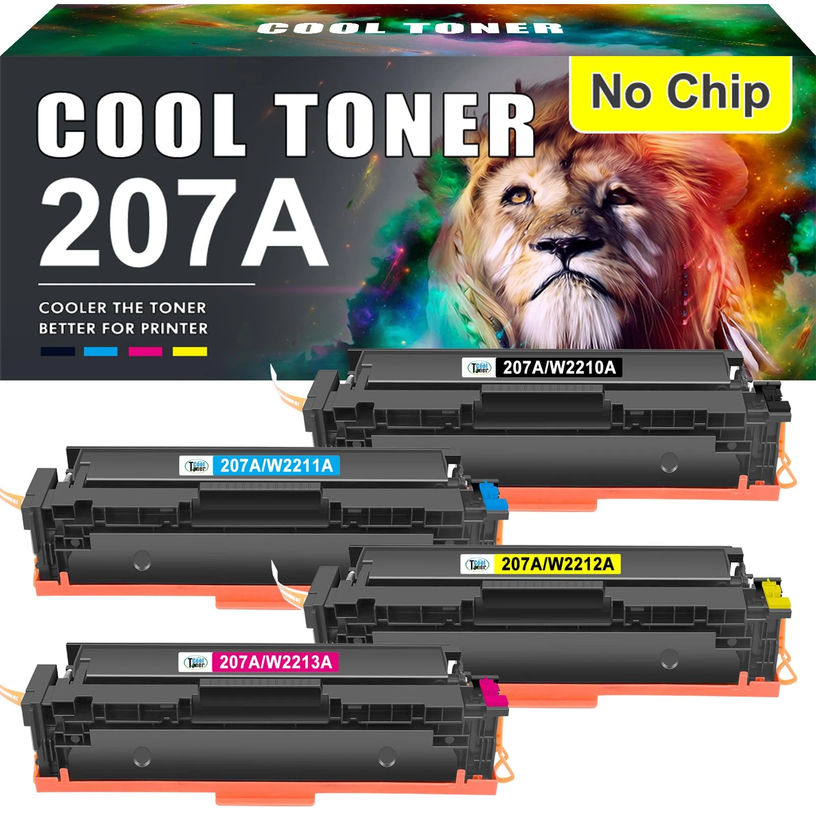 Cool Toner 207A Toner Cartridge Multipack Compatible Replacement for HP 207A 207X Color Laserjet Pro MFP M283fdw M255dw M282nw M283fdn M255nw W2210A W2211A W2212A W2213A - Black Cyan Yellow Magenta