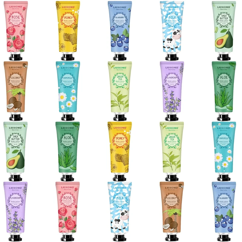 20 Pieces Mini Body Lotion Gift for Dry Skin Travel Size Small Body Cream with Shea Butter Natural Fragrance Moisturizing Body Lotion for Women Gift Sets for Bridesmaid, Nurses, Teachers, Workers - Image 1