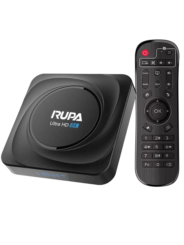 RUPA Android TV Box, Smart TV Box Android 11.0 4GB RAM 32GB ROM RK3566 Quad Core Cortex-A53 CPU Support 2.4G/5.8G WiFi BT 4.0 USB 3.0 1000M Ethernet 3D 8K 6K 4K HD Android Box