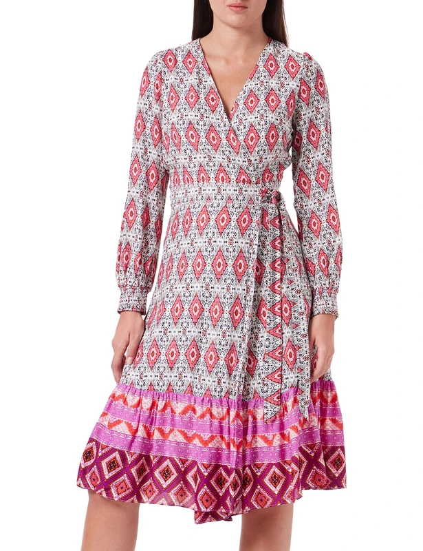 IZIA Women's Wrap Dress, Purple Multicoloured, L