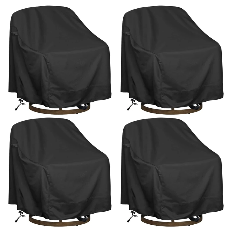 Outdoor Swivel Lounge Chair Cover 4 Pack, Fits (39" L × 37" W × 38" H) Lawn Patio Chairs, 420D Tear-Resistant, UV Resistant, Waterproof for Furniture Covers