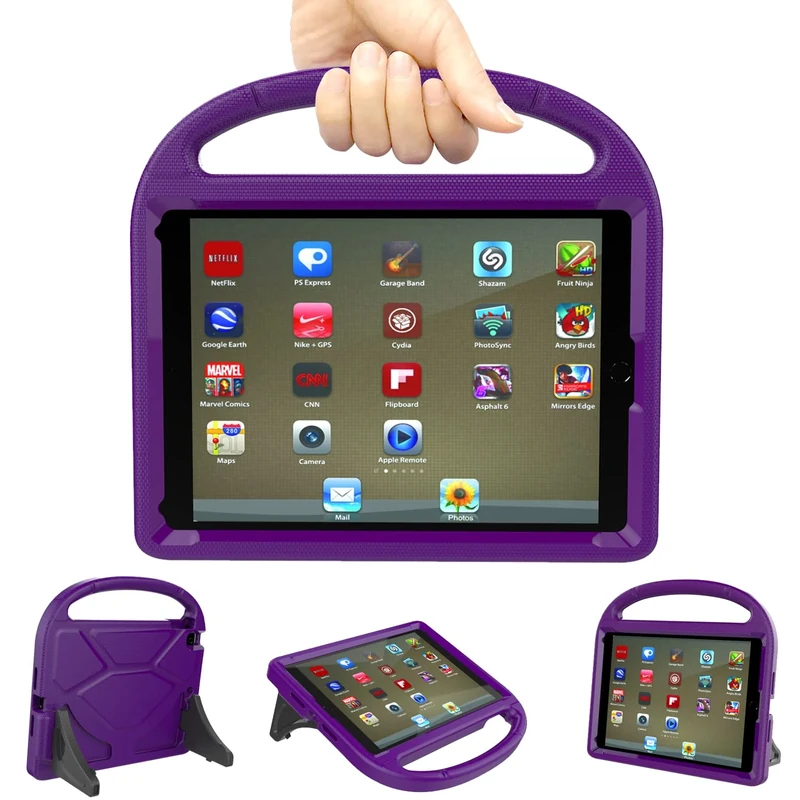 TrendGate Case for iPad 9.7 Inch - Lightweight Shockproof Kids Cover with Handle and Kickstand for iPad Air/Air 2/Pro 9.7 Inch - Purple
