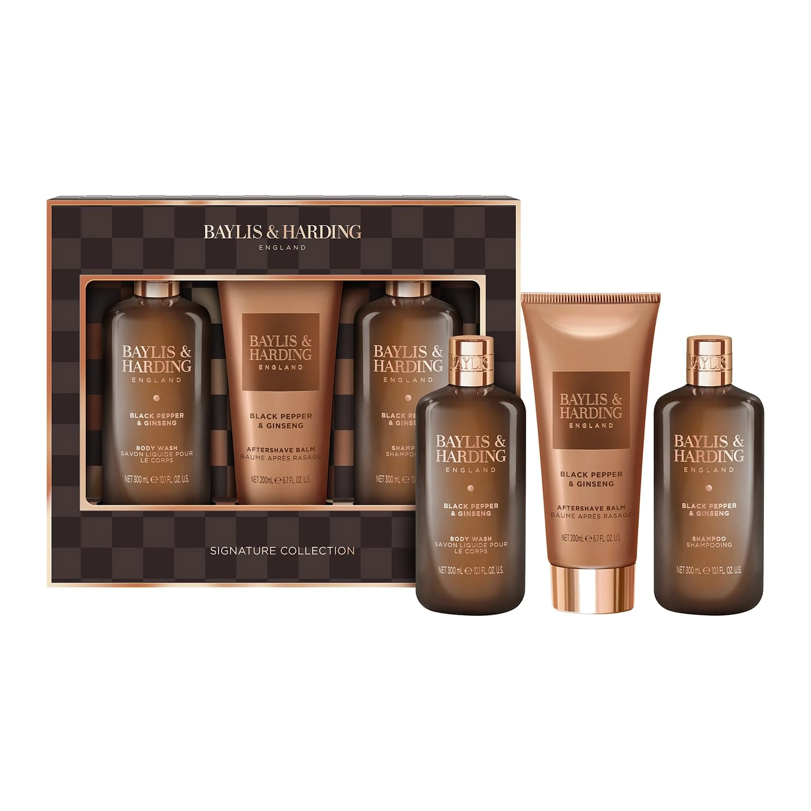 Baylis & Harding Black Pepper & Ginseng Men's Luxury Bathing Trio Gift Set - Vegan Friendly