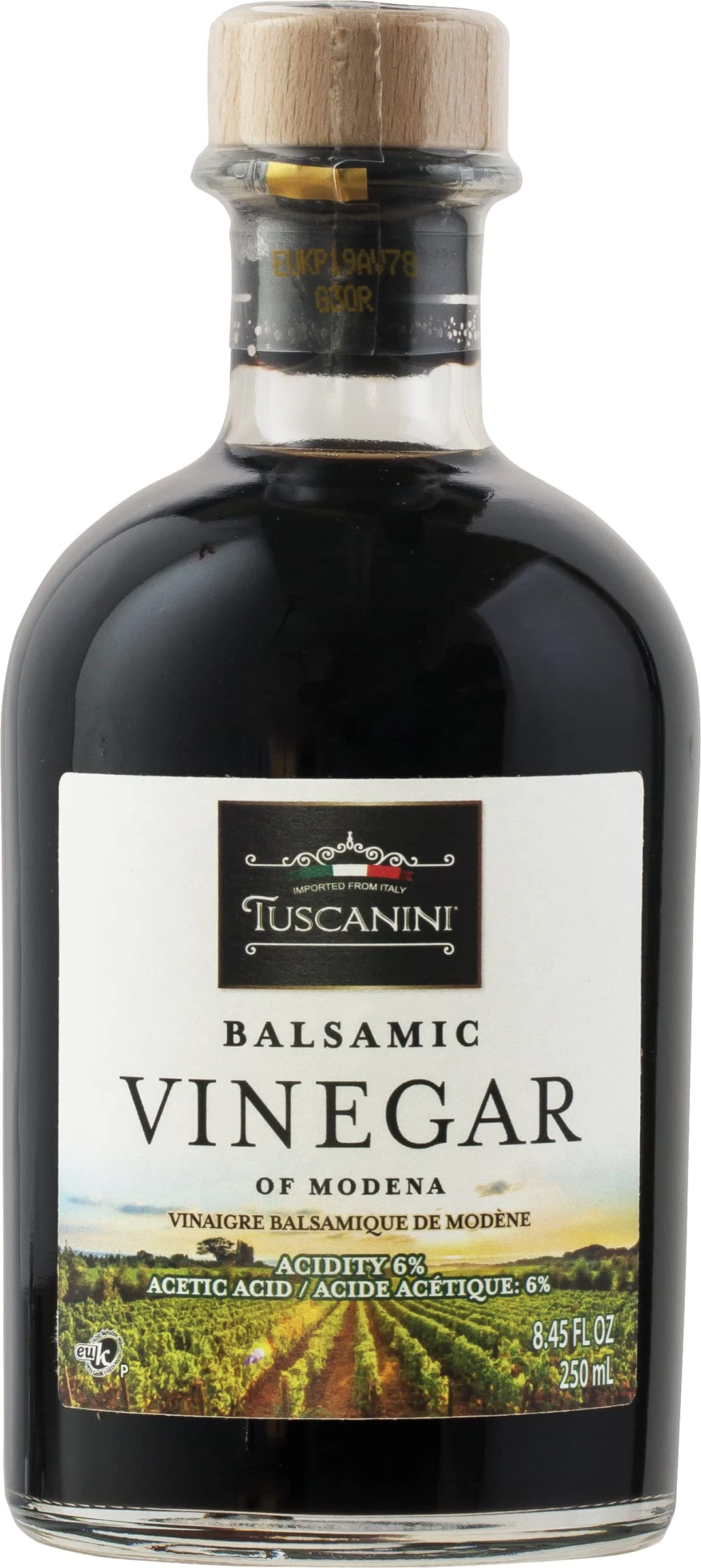 Tuscanini Premium Quality Balsamic Vinegar of Modena Italy, 6% Acidity, 250ml Glass Bottle, Certified Kosher