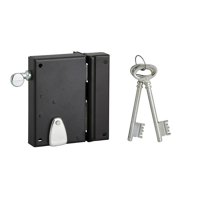 THIRARD FABRICANT DE SECURITE DEPUIS 1920 Thirard 00900132 70 x 110 mm Right-Handed Steel Case and Strike-Straight Draw Version-Applique Locks-Vertical Wall Light, Black