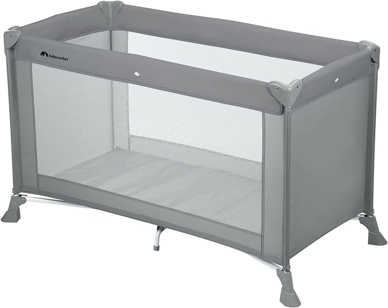 Bebeconfort Soft Dreams, Baby Travel Cot Bed, 0 - 3 Years (0 - 15 kg), Lightweight Baby Travel Bed, Wood Fibre & Foam Mattress (60 x 120 cm), Carrying Bag, Compact Umbrella Fold, Full Gray