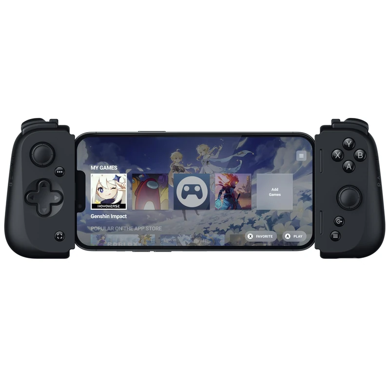 Razer Kishi V2 for iPhone - Universal Mobile Gaming Controller (Universal Fit with Lightning Connector, Extendable Bridge, Stream PC and Console Games, Ergonomic Design, Nexus App) Black