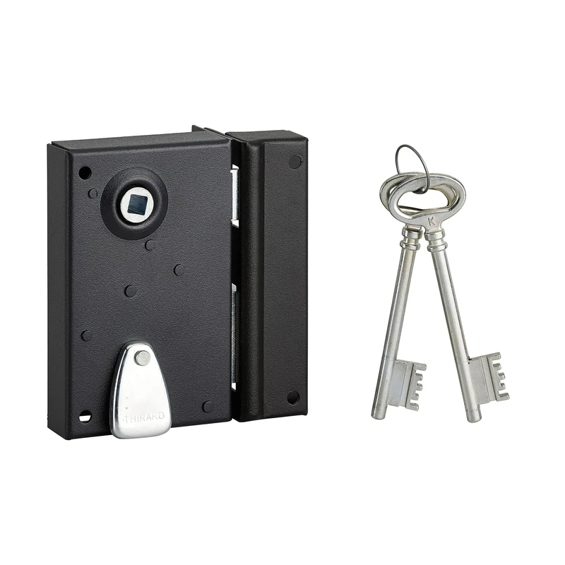 THIRARD FABRICANT DE SECURITE DEPUIS 1920 Thirard 00900133 70 x 110 mm Right-Cambrated Steel-Straight Applique Locks-Vertical Wall Light, Black