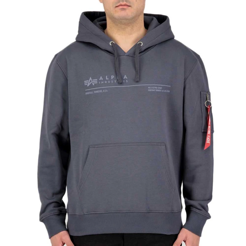 ALPHA INDUSTRIES Men's AI Reflective Hoody HOODY, 136-greyblack,