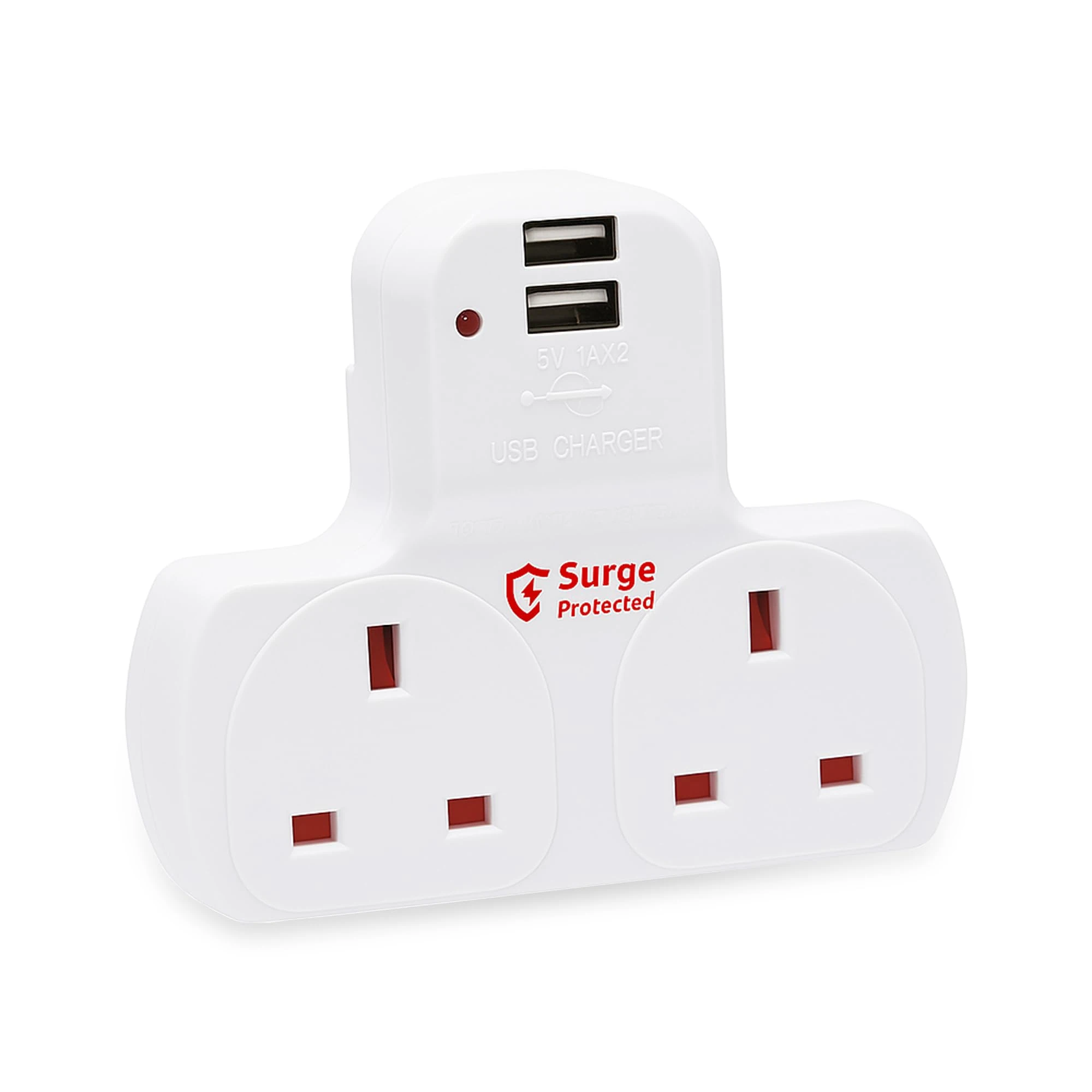 Innoteck 2 Way Plug Adapter Plastic Surge Protection Extension Plugs 13A Fused Neon Indicator Triple Socket Power Supply Multi Socket For Home Office School Bedroom Kitchen