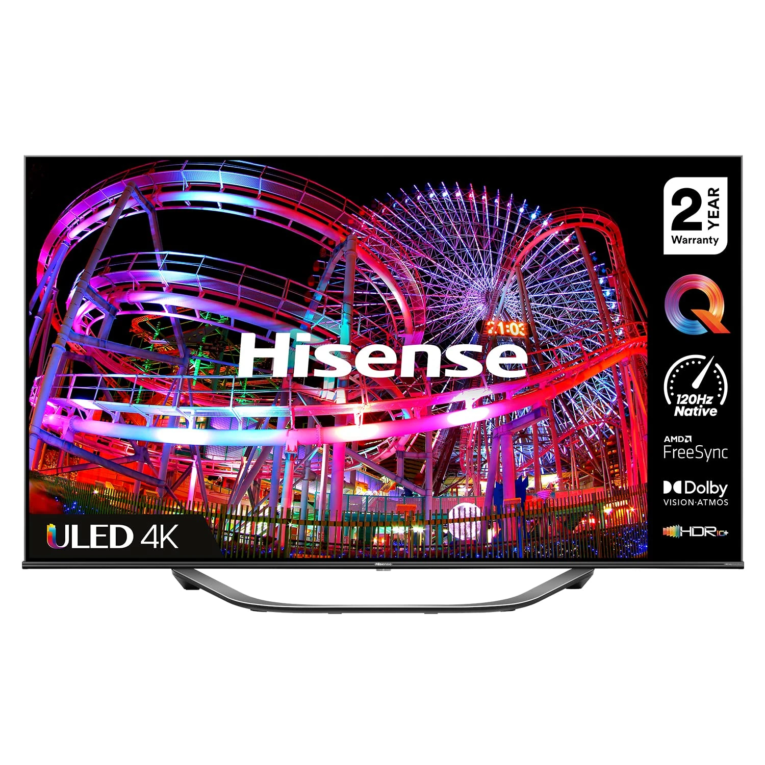 Hisense 55U7HQTUK 55" 600-nit 4K HDR10+ and 120Hz Dolby Vision IQ ULED Smart TV with Disney+, Freeview Play and Alexa Built-in, HDMI 2.1 and Filmmaker Mode, FreeSync Certificated (2022 NEW)
