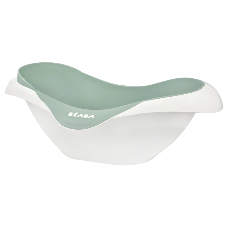 BÉABA, Camélé'O Baby Bath, Non-Slip and Comfortable, Made in France, Soft and Soft Material, Multifunctional, Ergonomic, Drain Plug, Chamele'O, Sage Green
