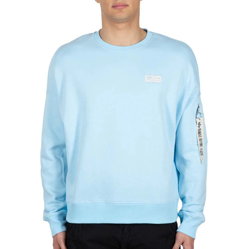ALPHA INDUSTRIES Men's Organics OS Sweater Sweater, 648-organic Sky Blue,