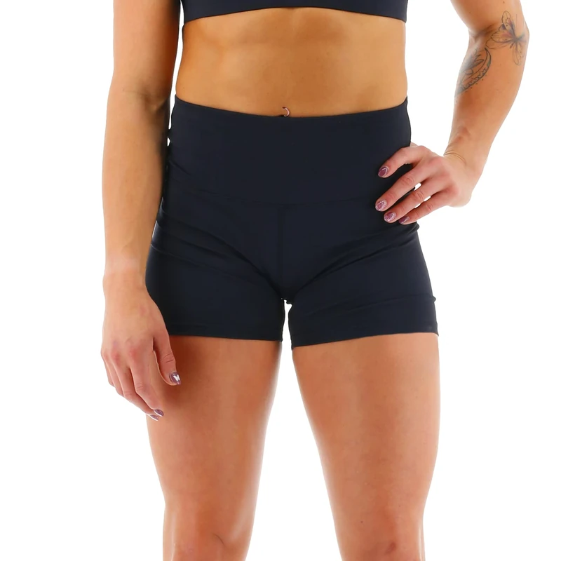 TYR Women's High Rise Athletic Workout Short 4", Black, L - Image 1