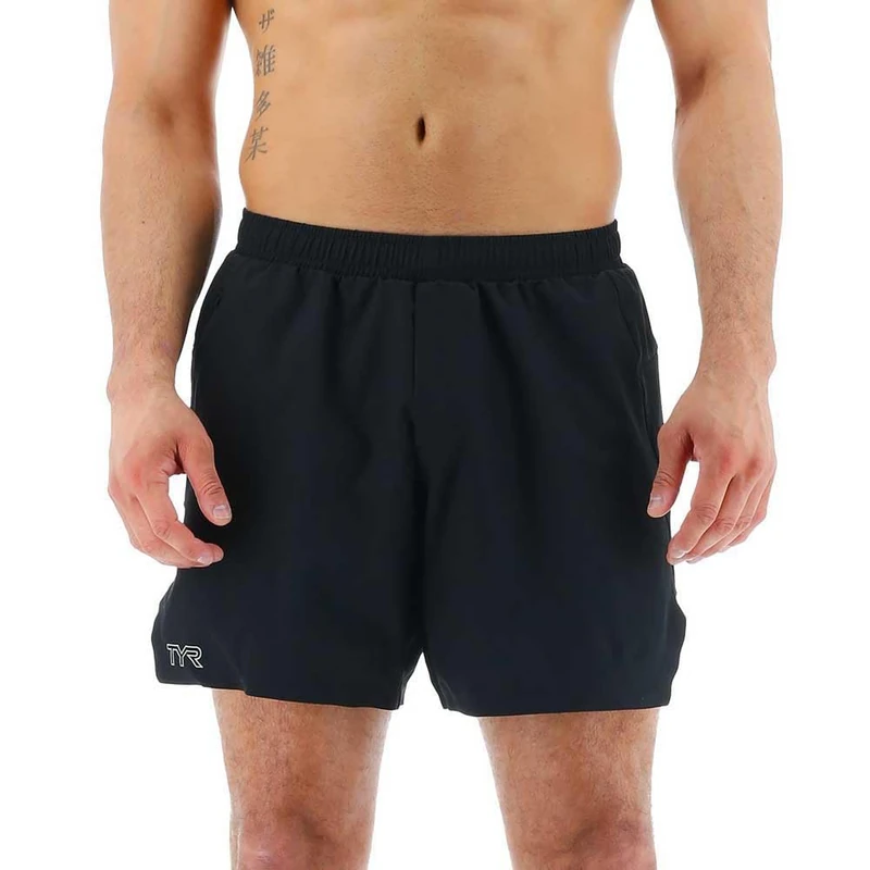 TYR Men's Athletic Performance Workout Unlined Momentum Short 6", Black, Medium