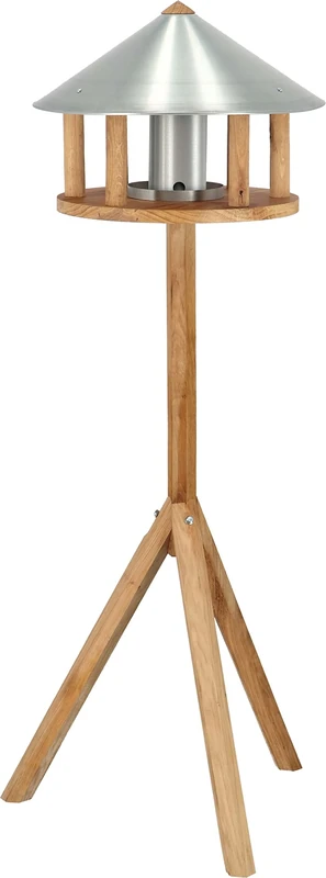 Esschert Design Round Oak Bird Table With Zinc Roof